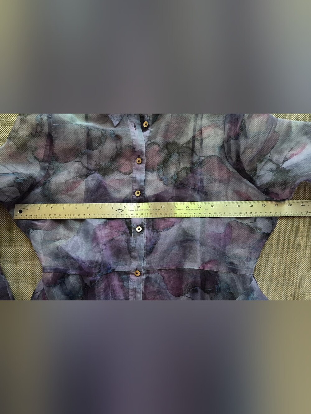 MELLODAY Long Sleeve Chiffon Dress- Navy/Purple Floral - SizeL - Picture 8 of 12